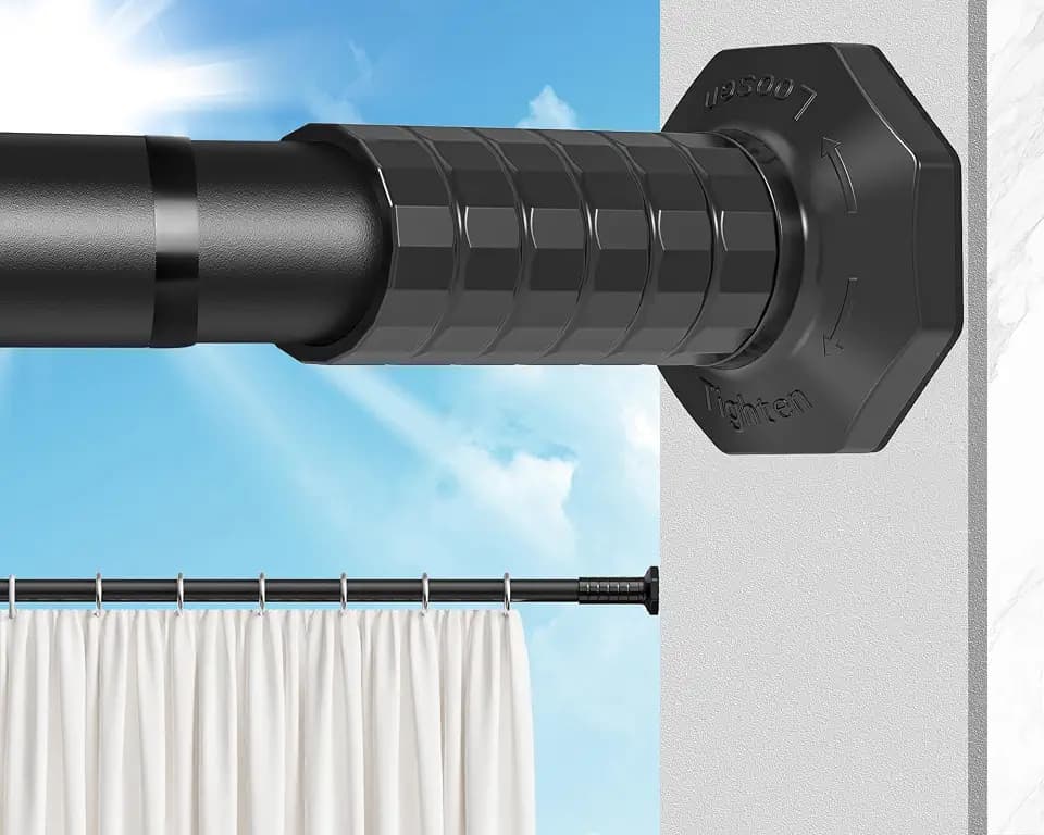 Shower Curtain Rod Tension No Drilling, Adjustable 51-86 In, Black