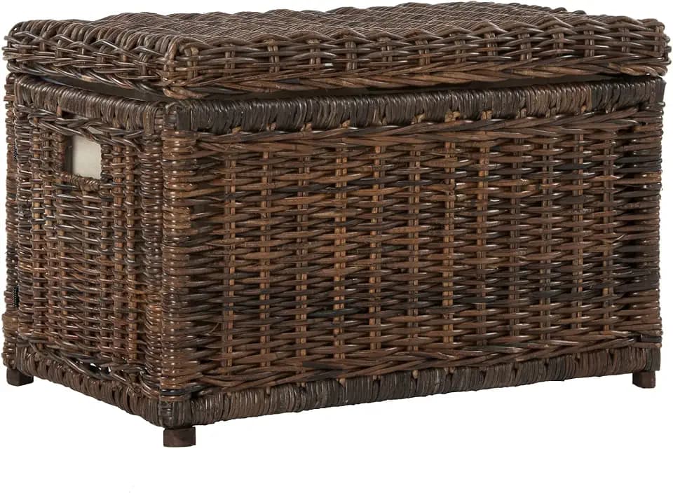 happimess Elijah 31" Wicker Storage Trunk Footlocker Chest, Brown