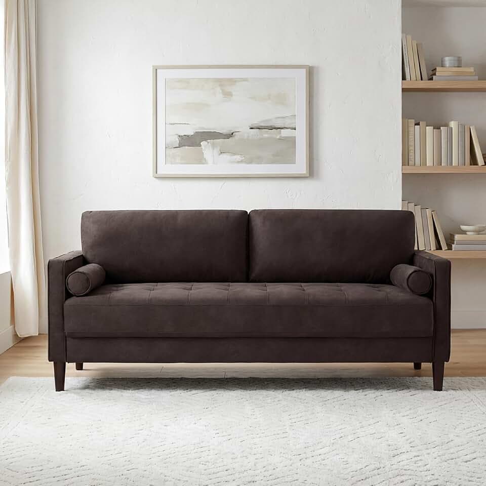Studio Living® Lexington 75.6" Sofa, Modern Design, Pocket Coil Comfort, Easy Assembly, Faux-Suede Fabric, Charcoal