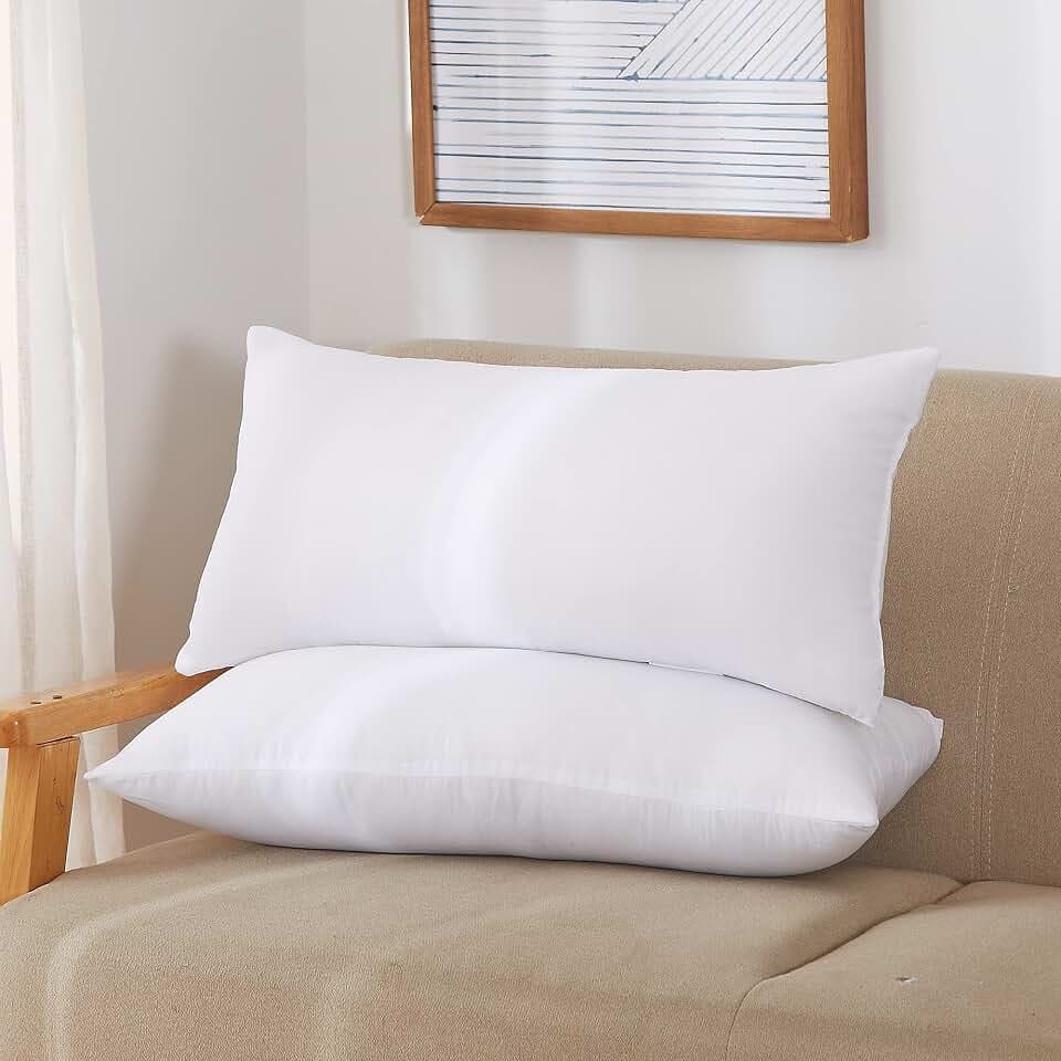 Acanva Throw Pillow Insert, Premium Stuffer Inserts Decorative Rectangle Premium Sham Forms Cushion for Sofa Couch Chair,16x26 Inch (Pack of 2), White 2 Count