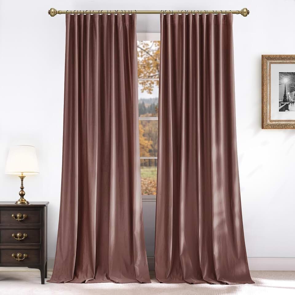 NICETOWN Dusty Rose Pink 102 inch Long Blackout Curtains Pane