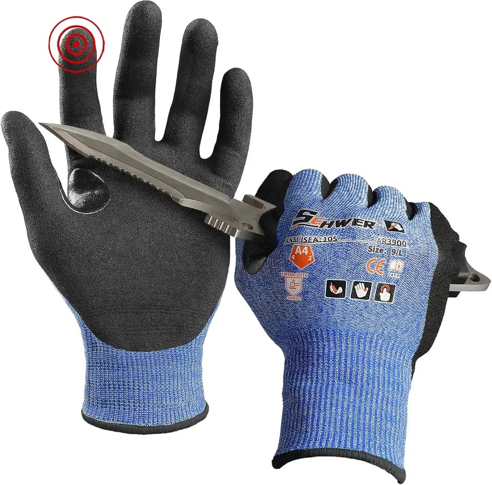 Schwer 2 Pairs A4 AIR-SKIN Cut Resistant Work Gloves, AR3900, M