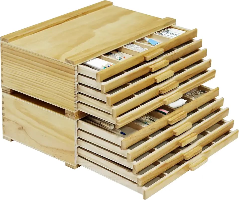 Trademark Innovations Artist Storage, Art Containers for Organizing, Art Supplies Storage, 10-Drawer Wood