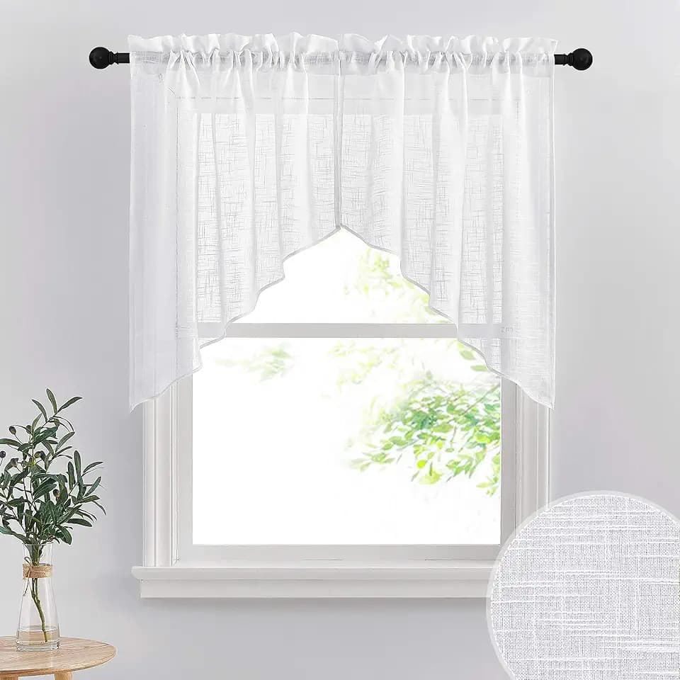 RYB HOME Short Kitchen Valances and Curtain Set for Small Windows