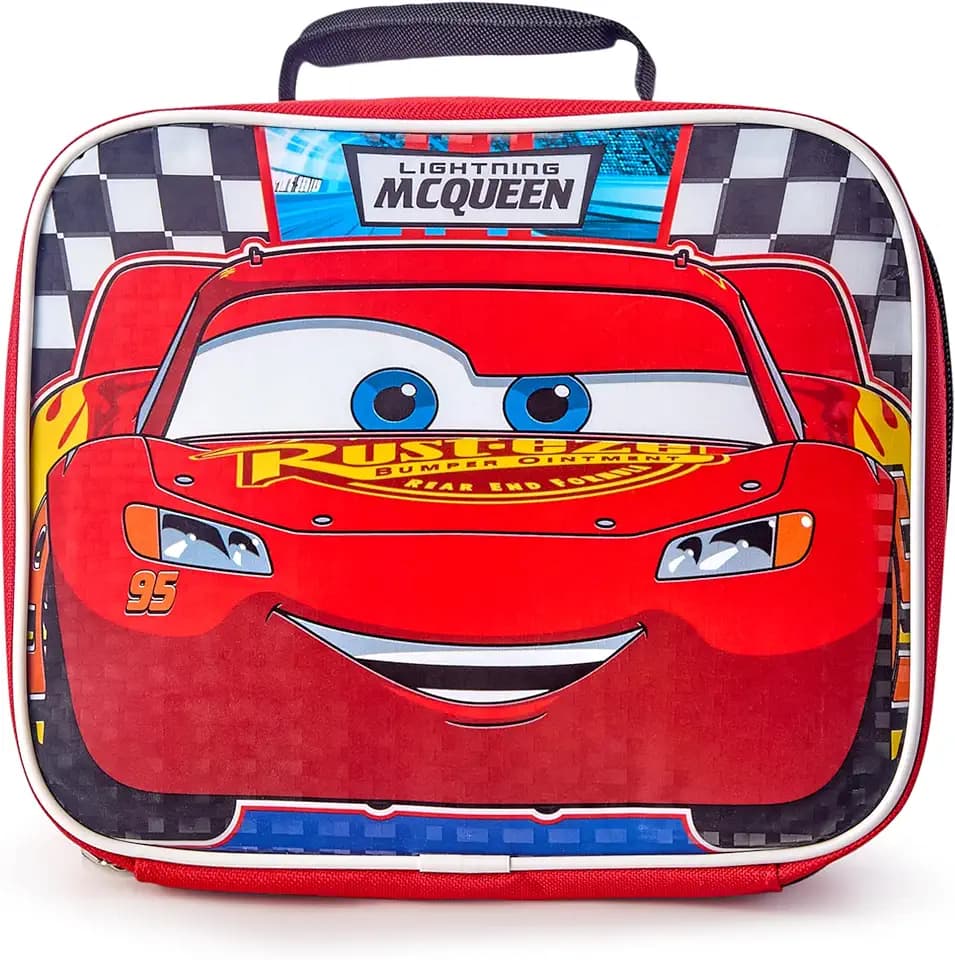 Fast Forward Cars Lightning McQueen Insulated Kids Lunch Bag for School