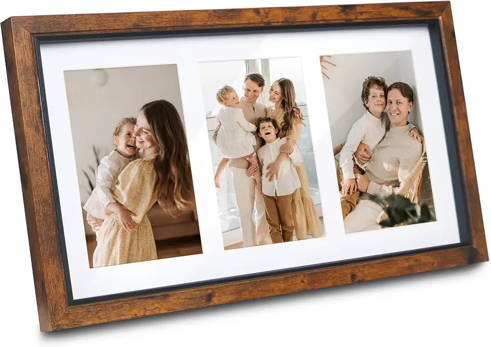Picture Frame 4x6 Collage Picture Frame for 3 photos with Mat for Wall and Tabletop Gift for Birthday, Anniversary, Mother's Day