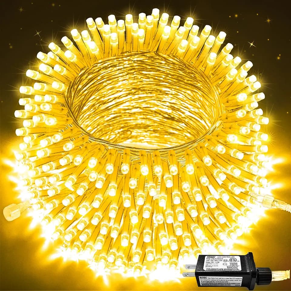 JMEXSUSS Connectable 250 LED Warm White Christmas Lights Indoor Outdoor