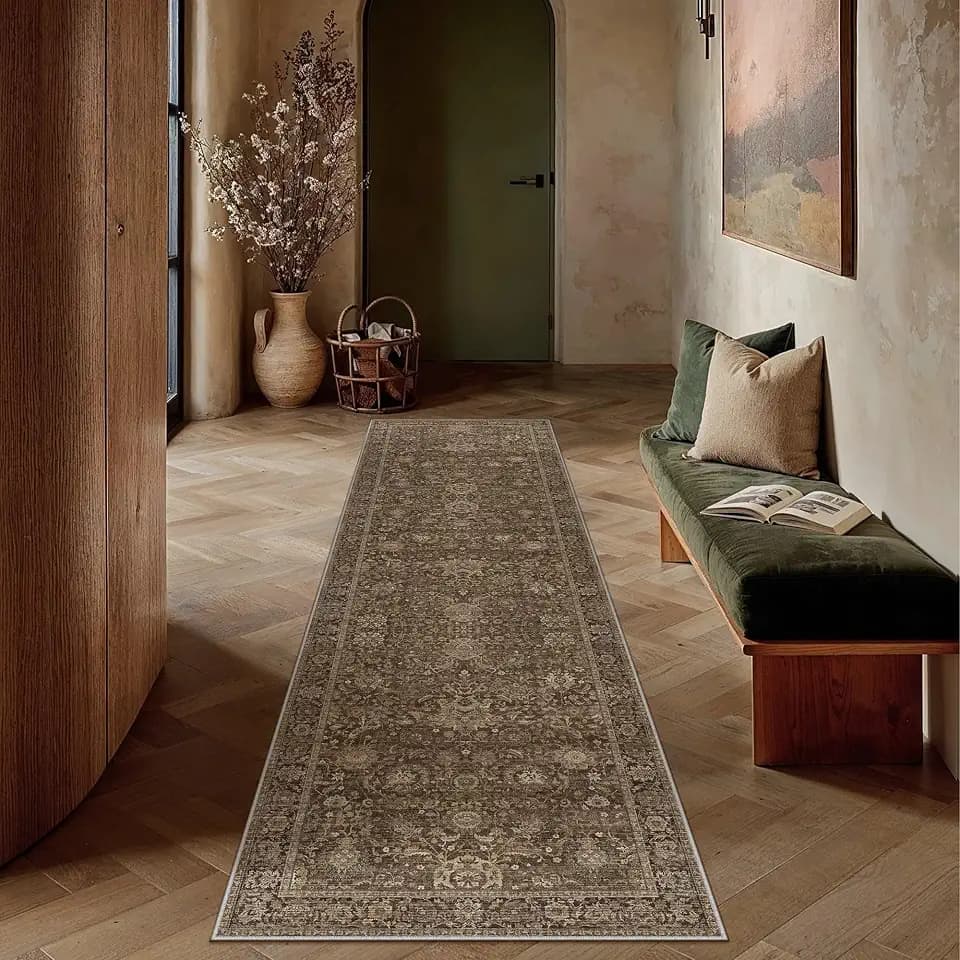 HUGEAR Hallway Runner Rugs 2x8 Brown Vintage Rug