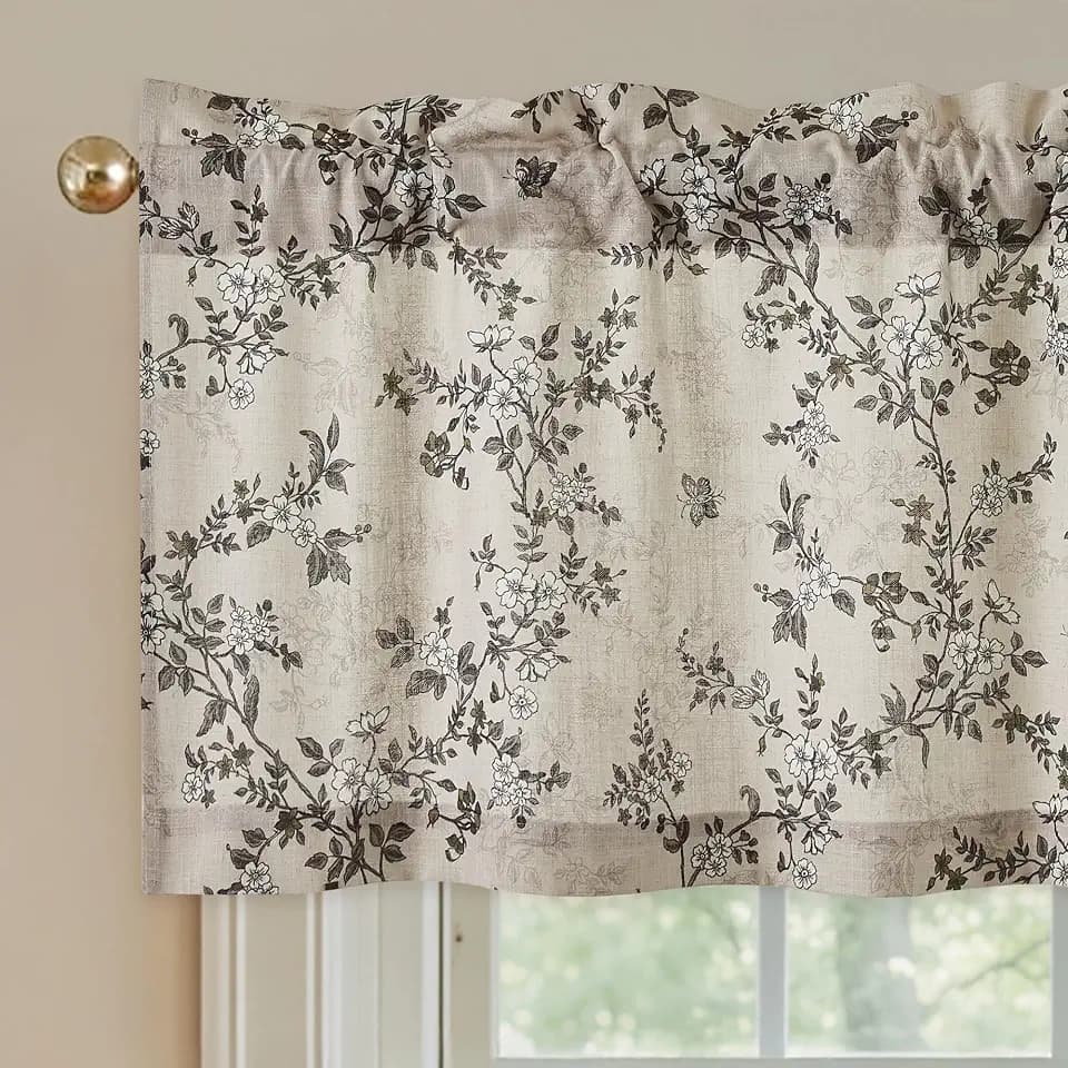 RYB HOME Linen Curtain Valance 18 Inches Long for Kitchen Cafe Bathroom