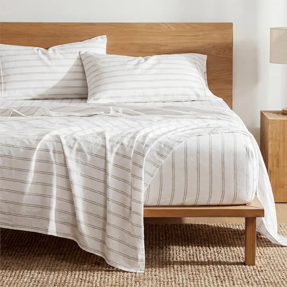 Bedsure Striped Sheets King Size-Imitation Cotton Fits Up to 16" Mattress