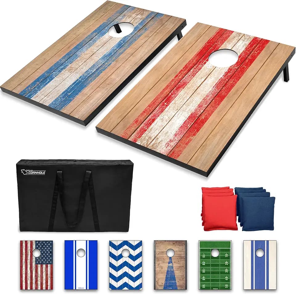 GoSports Portable Cornhole Sets- Includes 2 Boards, 8 Bean Bags, Carry Case