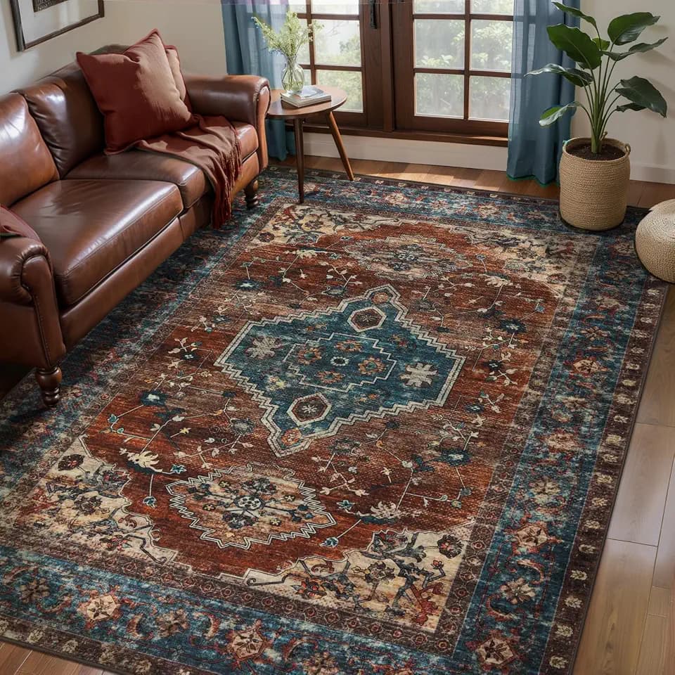 Tangsoo Oriental 4x6 Area Rug, Non Slip Machine Washable Indoor Rugs