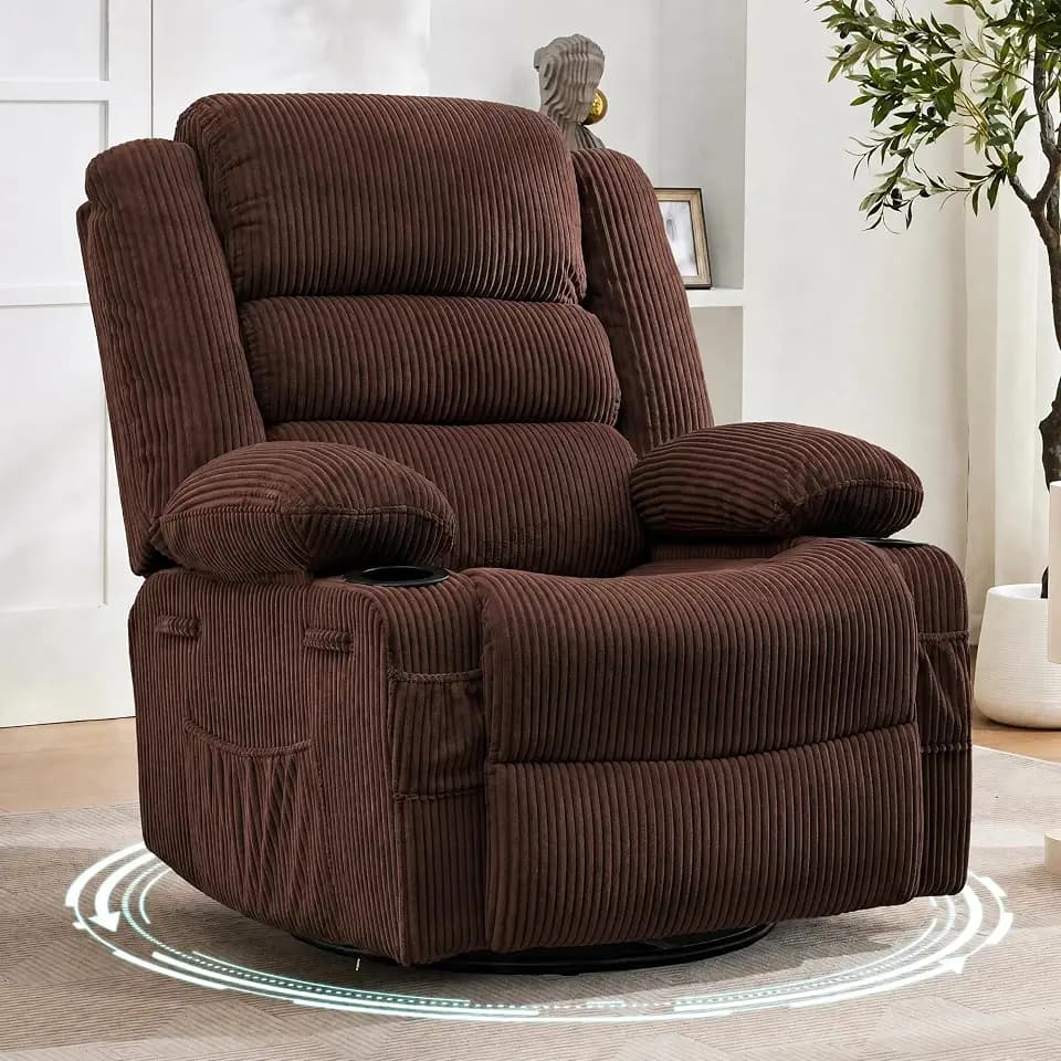 Garvee Rocking Recliner Chair for Adults Wide 360° Swivel Rocker Recliner