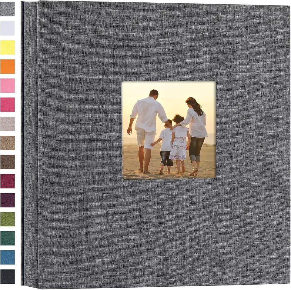 potricher Photo Album 4x6 Pictures, 600 Pockets, Linen Cover, Gray