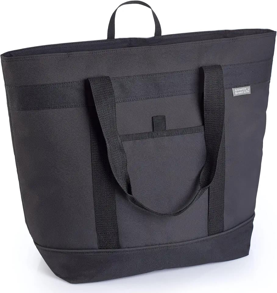 Jumbo Insulated Cooler Bag - Heavy Duty Soft Insulated Grocery Bag (Black)