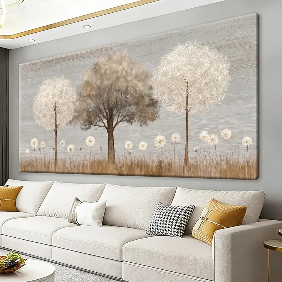 Grey White Tree Of Life Wall Art Decor 24"x48" Canvas Wall Art For Bedroom