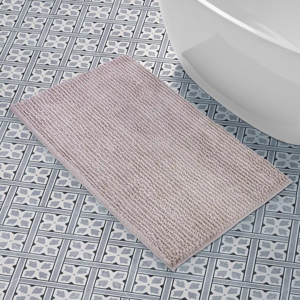 Laura Ashley Butter Chenille Bath Rug, Absorbent Shaggy Bathroom Mat, Non Slip Plush Carpet Rugs for Tub and Sink - (27'' x 45'') Blush Pink