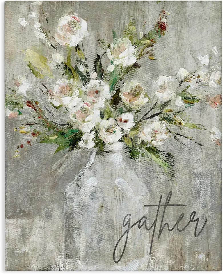 Gather White Floral Bouquet, 16 x 20 Inch Canvas Wall Art