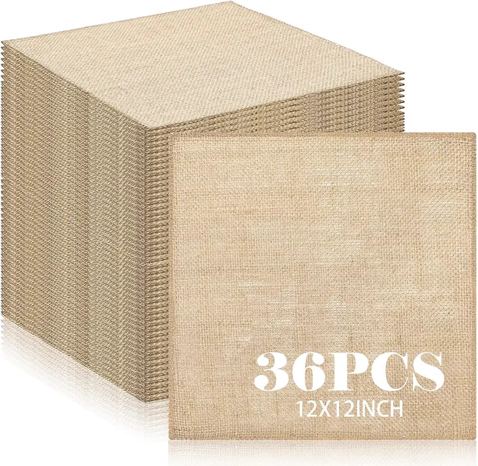 Vitalcozy 36 Pcs Farmhouse Burlap Square Placemats Bulk 12 x 12 Place Mat