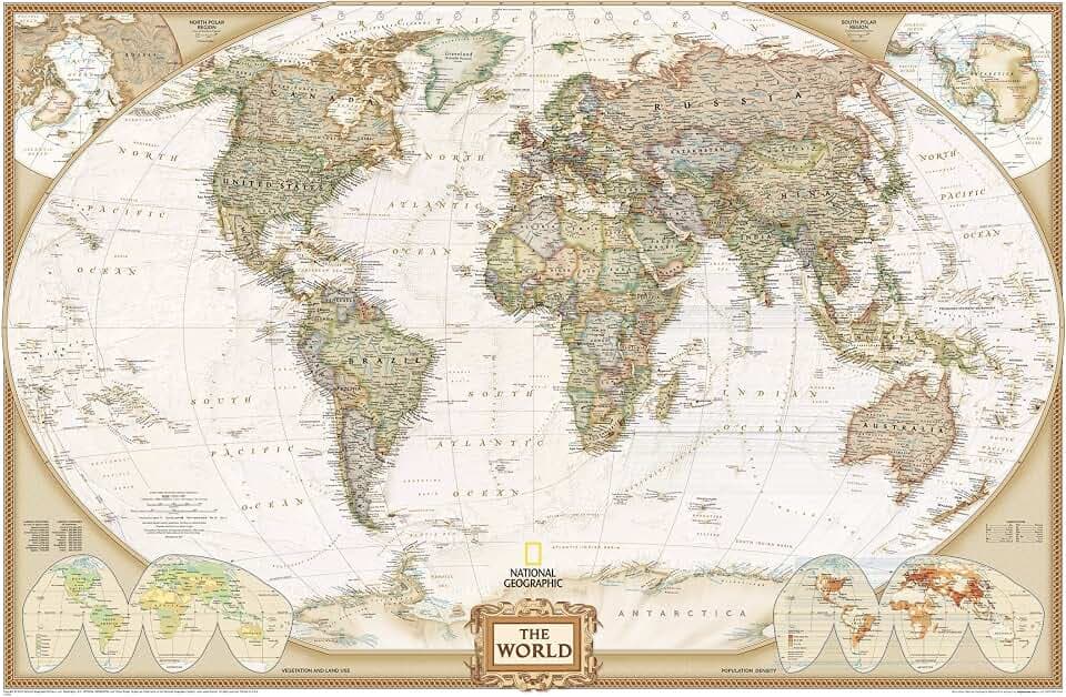 National Geographic World Wall Map - Executive - Laminated (46 x 30.5 in) (National Geographic Reference Map)