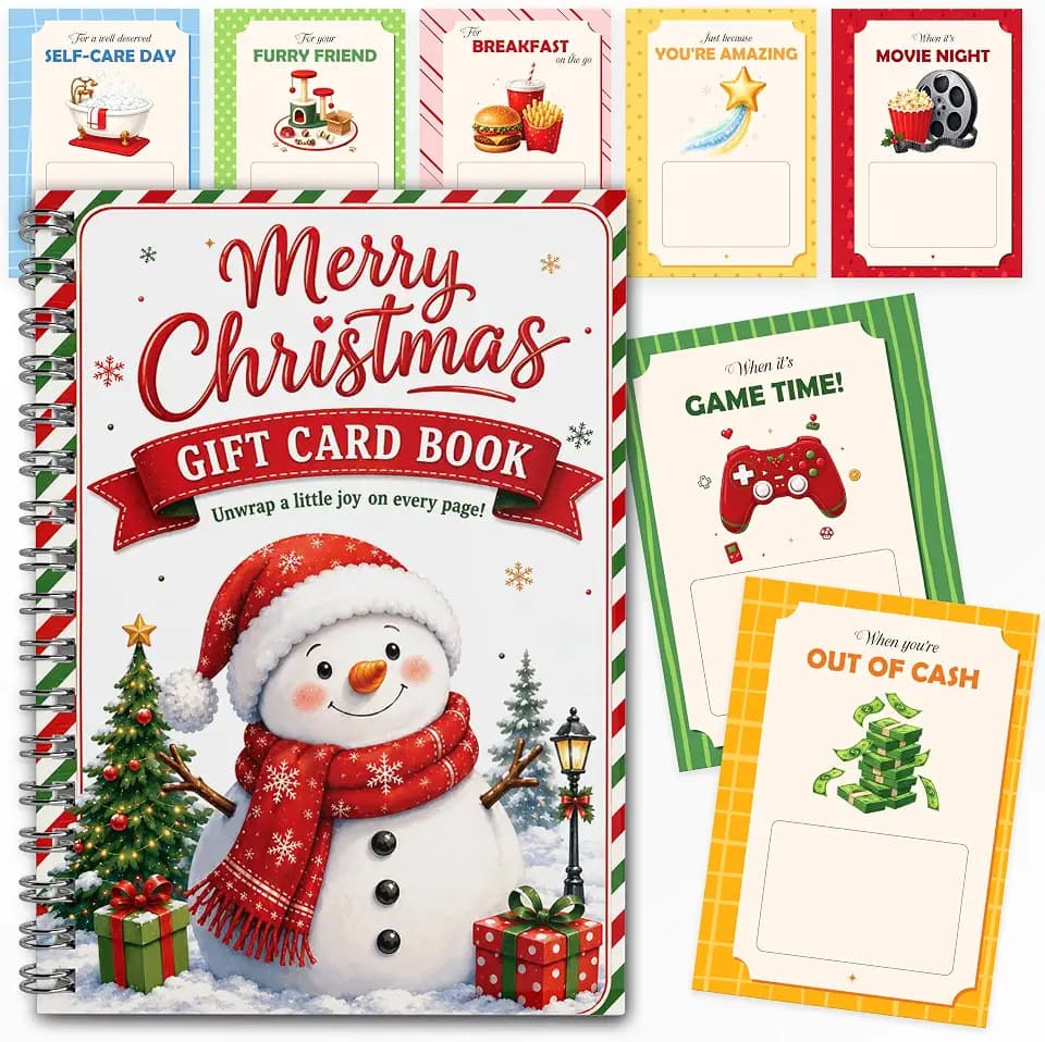 Merry Christmas Gift Card Book For Teens, Adults, 24 Pages Gift Card Holder