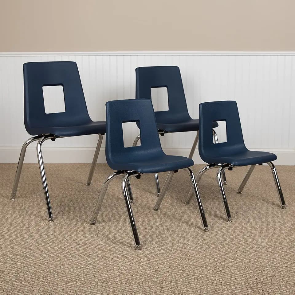 Flash Furniture Mickey Advantage 4-pack Navy Student Stack School Chair - 16-inch