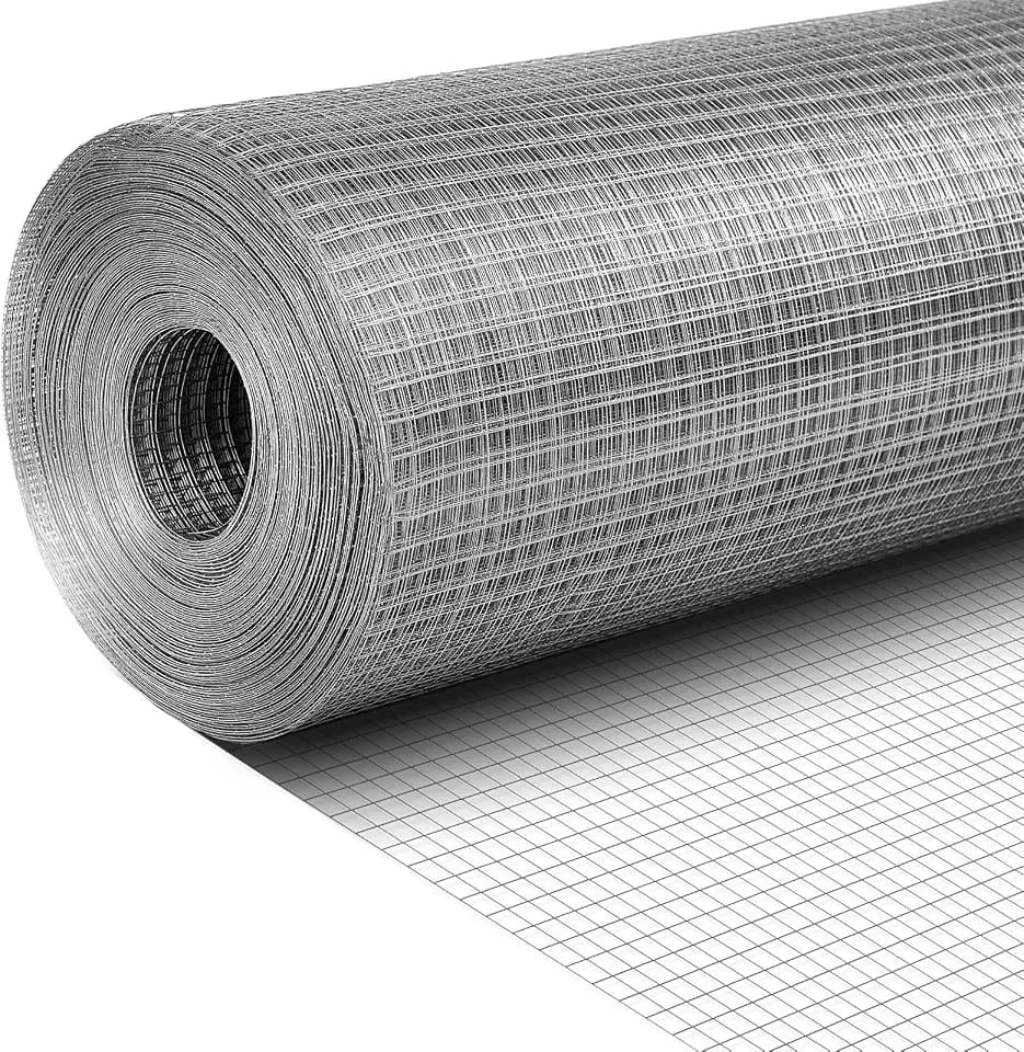 Tatuo Hardware Cloth 1/2 Inch 16in x 50ft Hot Dip Galvanized After Welded Cage Mesh Rolls 21 Gauge Metal Chicken Wire Roll Wire Fencing Poultry Netting for Raised Garden Rodent Animals