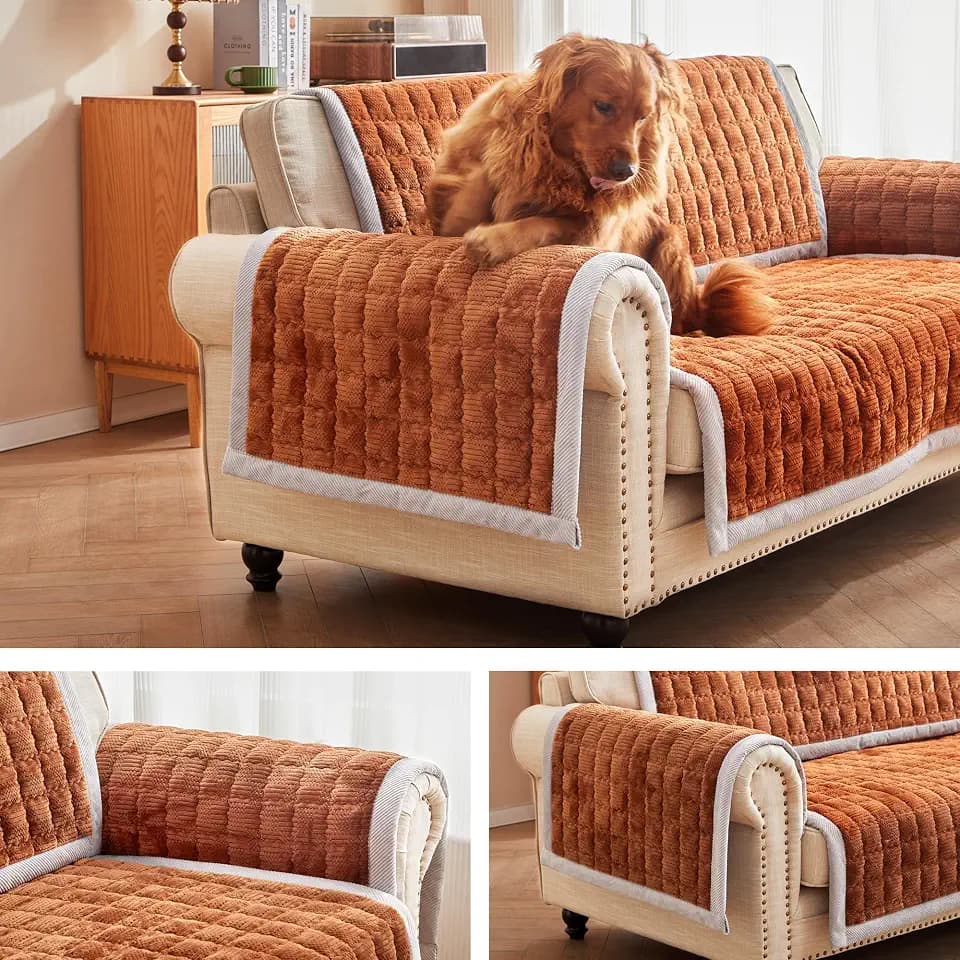 Couch Cover for Dogs Washable,Non-Slip Fuzzy Sofa Covers for Pets