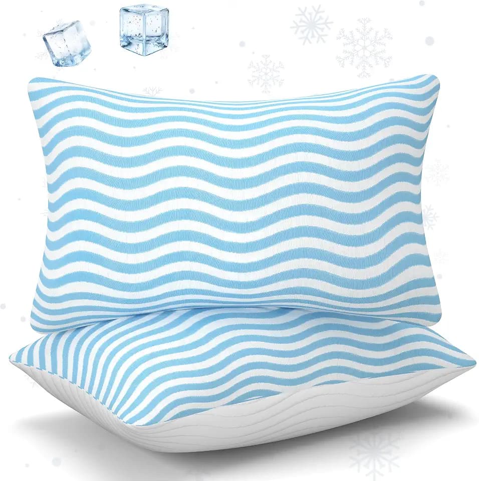 SLEEPDIARY Pillows Queen Size Set of 2 – Adjustable Shredded Memory Foam Cooling Bed Pillows, Custom Loft for Side, Back, and Stomach Sleepers, Shape-Retaining Support & Washable Cover