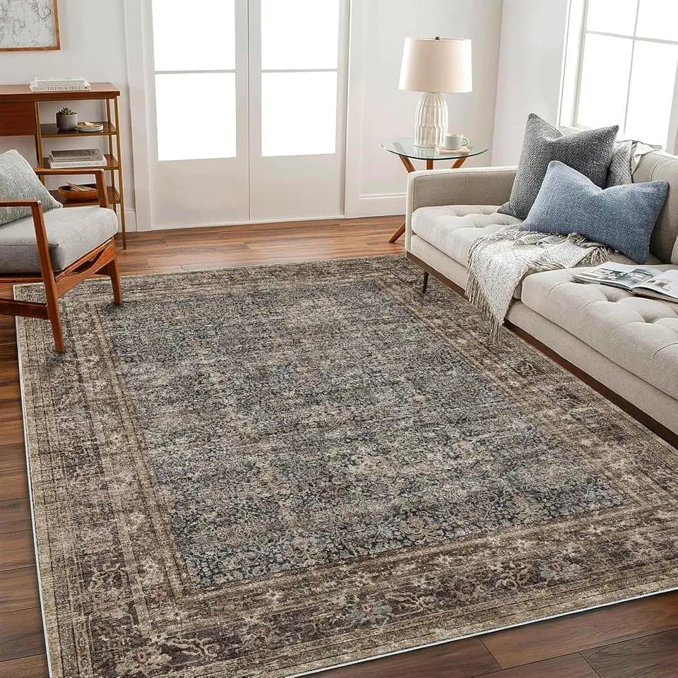 CHAMPLANT Area Rug 5'x7' Washable Rug Traditional Floor Cover Thin Retro Kitchen Indoor Distressed Non Slip Carpet for Living Room Bedroom Dining Room