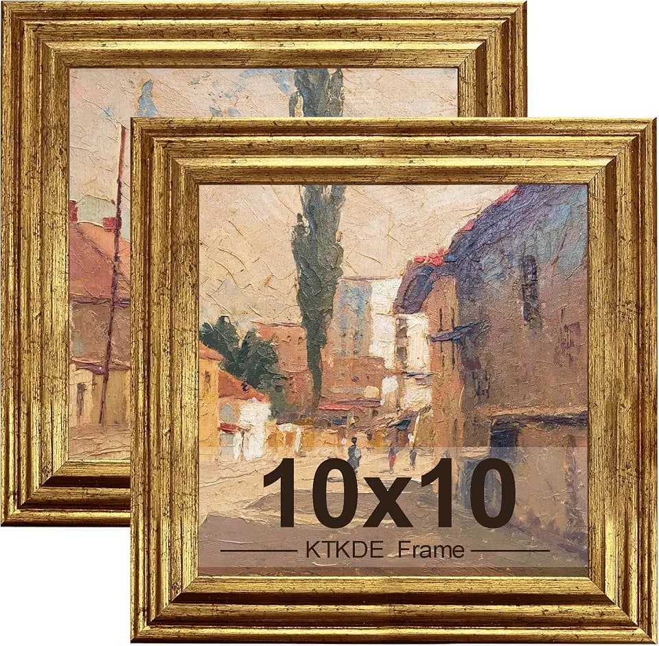 KTKDE 10x10 Picture Frame Set of 2, Ornate Vintage Gold Photo Frames 10 x 10 Antique Photo Frame for Wall Decor or Tabletop Display Retro Home Decor best gift