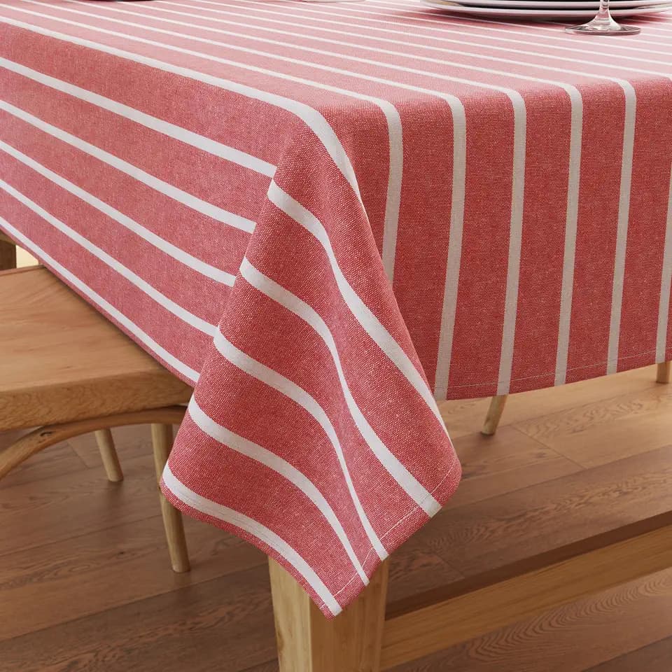 Encasa XO Cotton Tablecloth Rectangular 56"x72" Roma Red Stripes