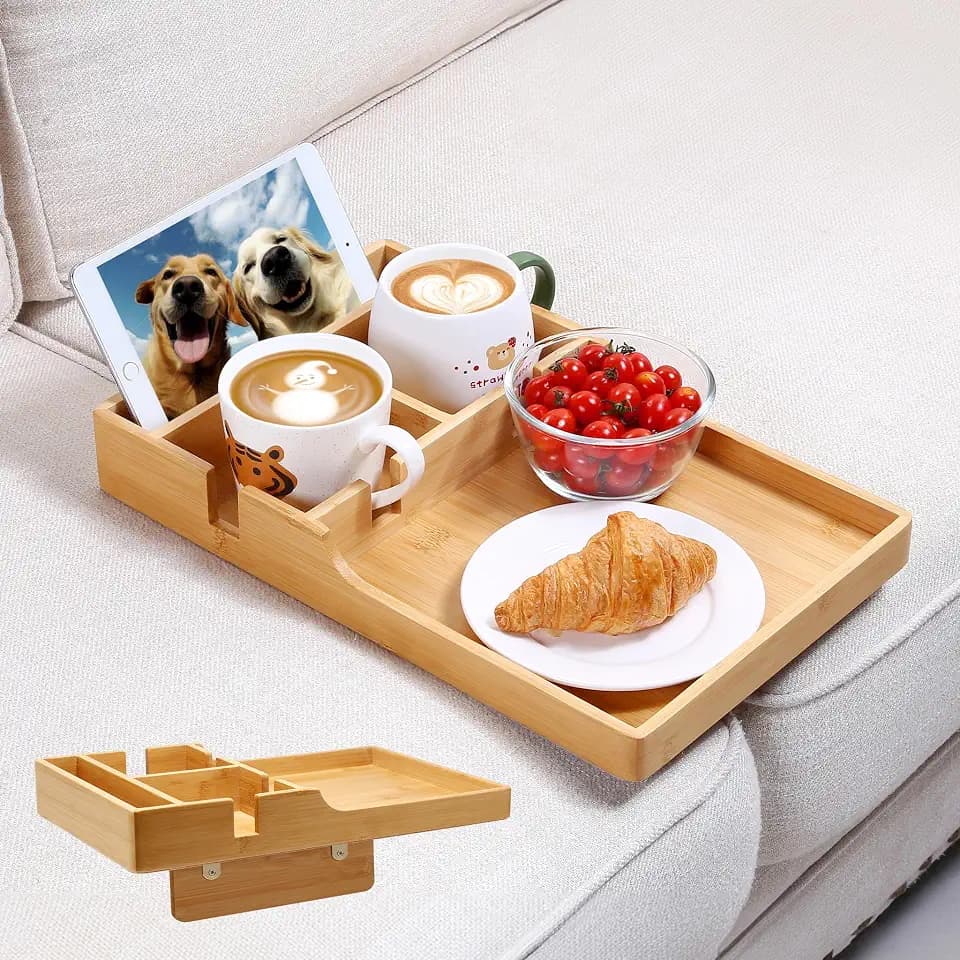 Nnewvante Couch Table Insert Between Cushions,15.35x9.84-inch Bamboo