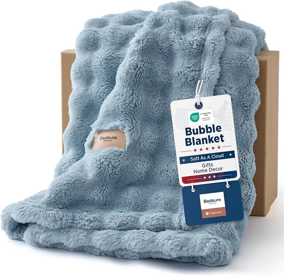 Bedsure Cloud Bubble Blue Throw Blanket for Couch, 50"×60"