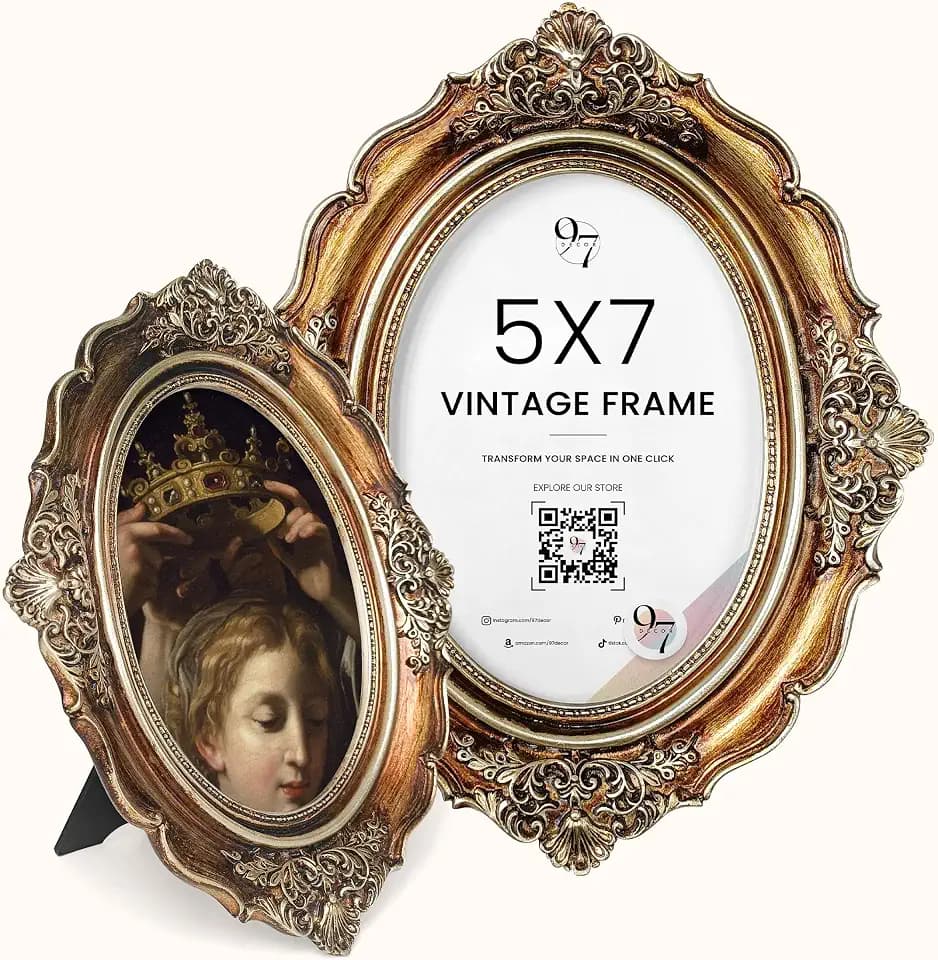 97 Decor Bronze Gold Vintage Picture Frame 5x7, Ornate Antique Frame