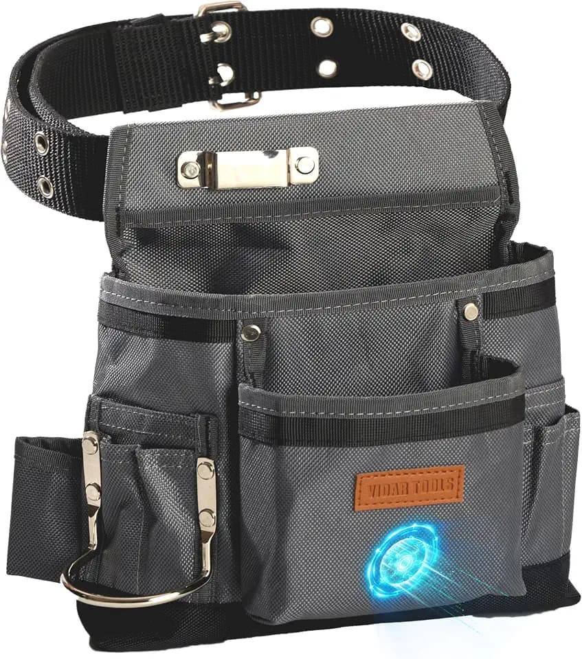 VIDAR TOOLS Small Tool Belt Pouches,Tool Belts for men,magnetic tool belt,11-Pockets,Electrician Construction,Carpentry.Heavy Duty nylon belt with metal buckle.1680D Oxford.