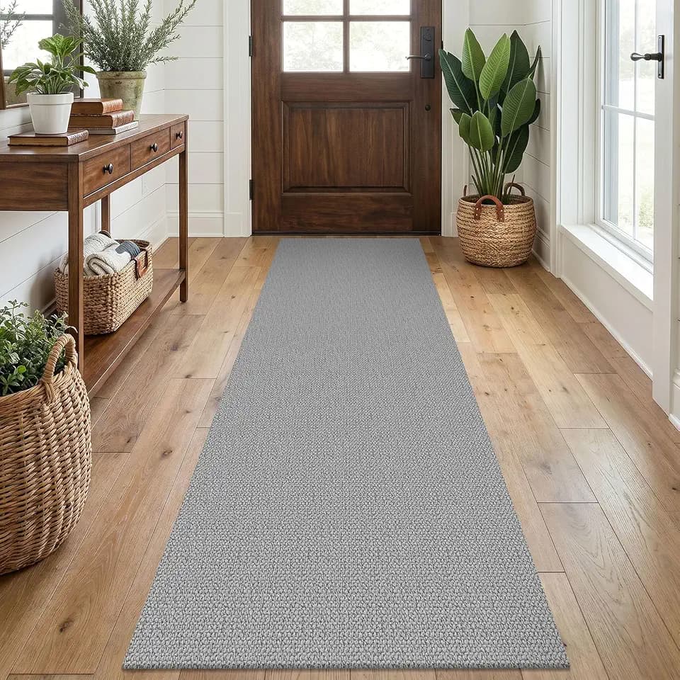 EARTHALL Washable Runner Rug, Non Slip Kitchen Rug, 2x7 Ft, Heather Gray