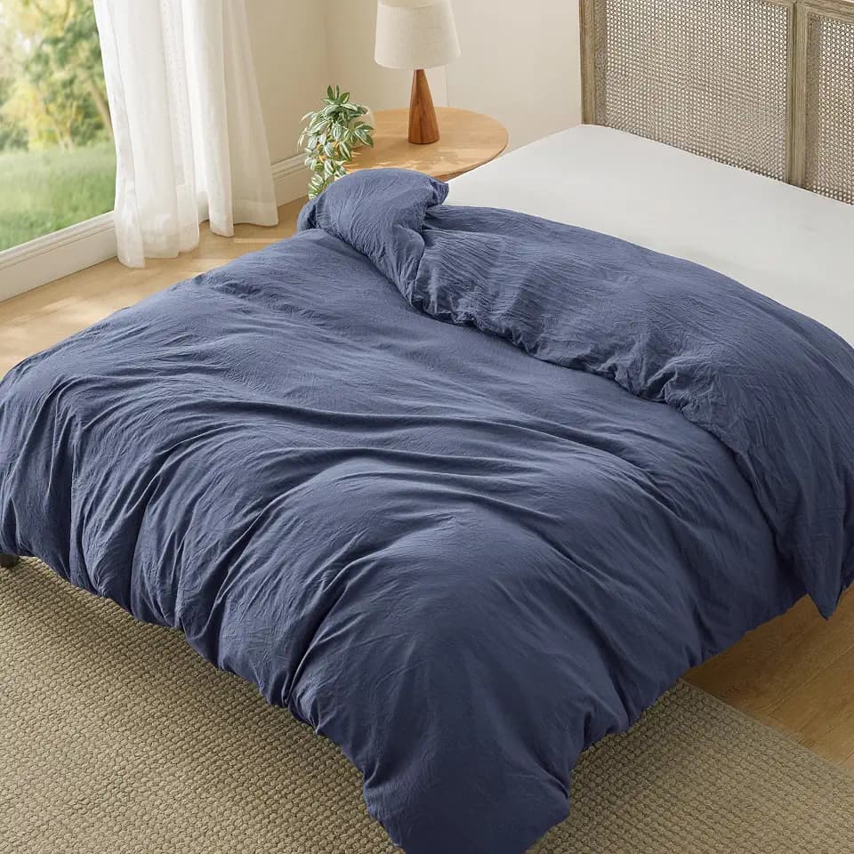 Bedsure Prewashed Duvet Cover Only, Cotton-Like Feel, Navy, King