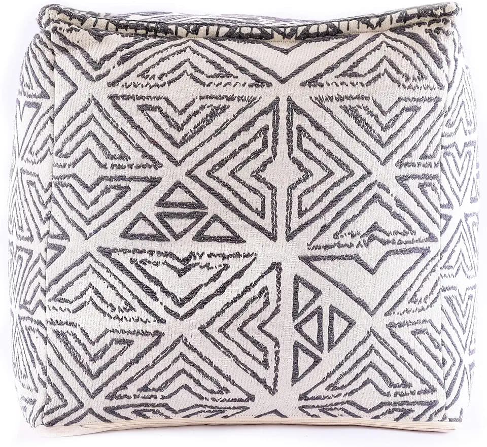 Mandala Life ART Pouf Ottoman - 20x20x20 - Foot Rest Stool White Cube