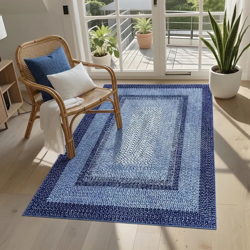 Garvee Printed Rugs (Not Woven!) 3x5 Small Entryway Rug Washable, Navy