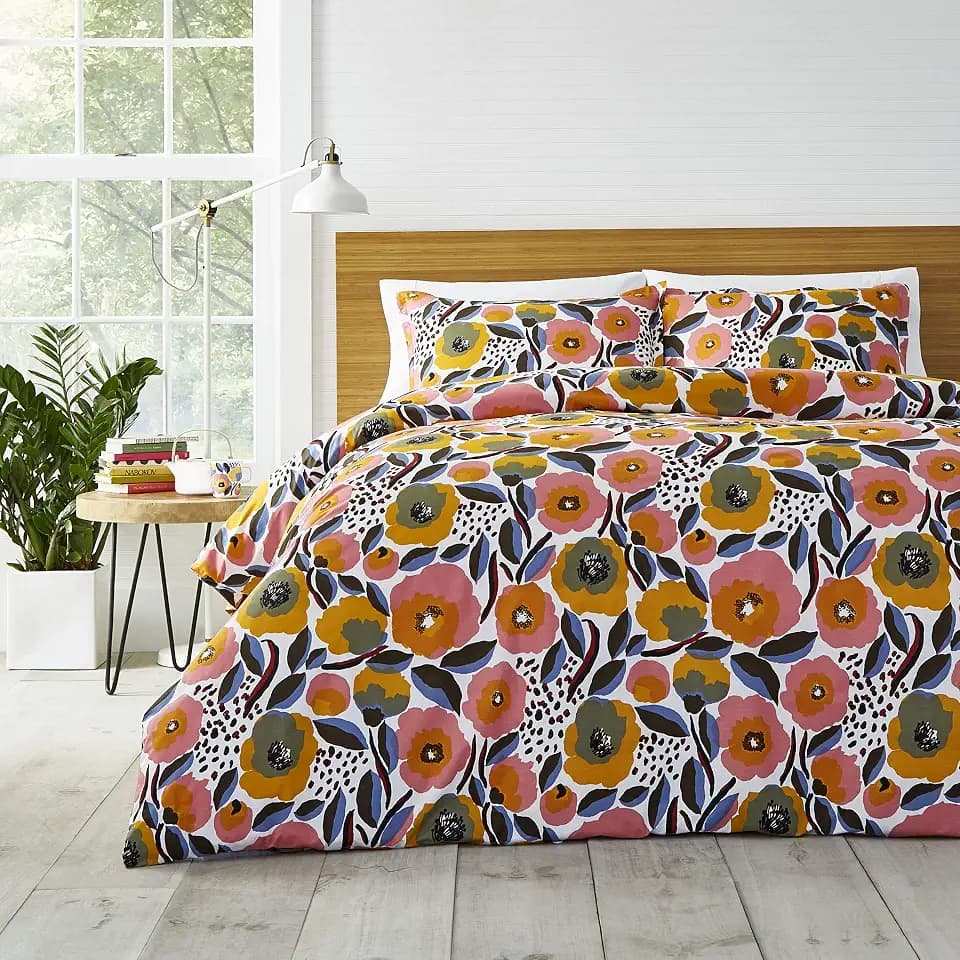 MARIMEKKO - King Comforter Set with Matching Shams, Cotton Percale