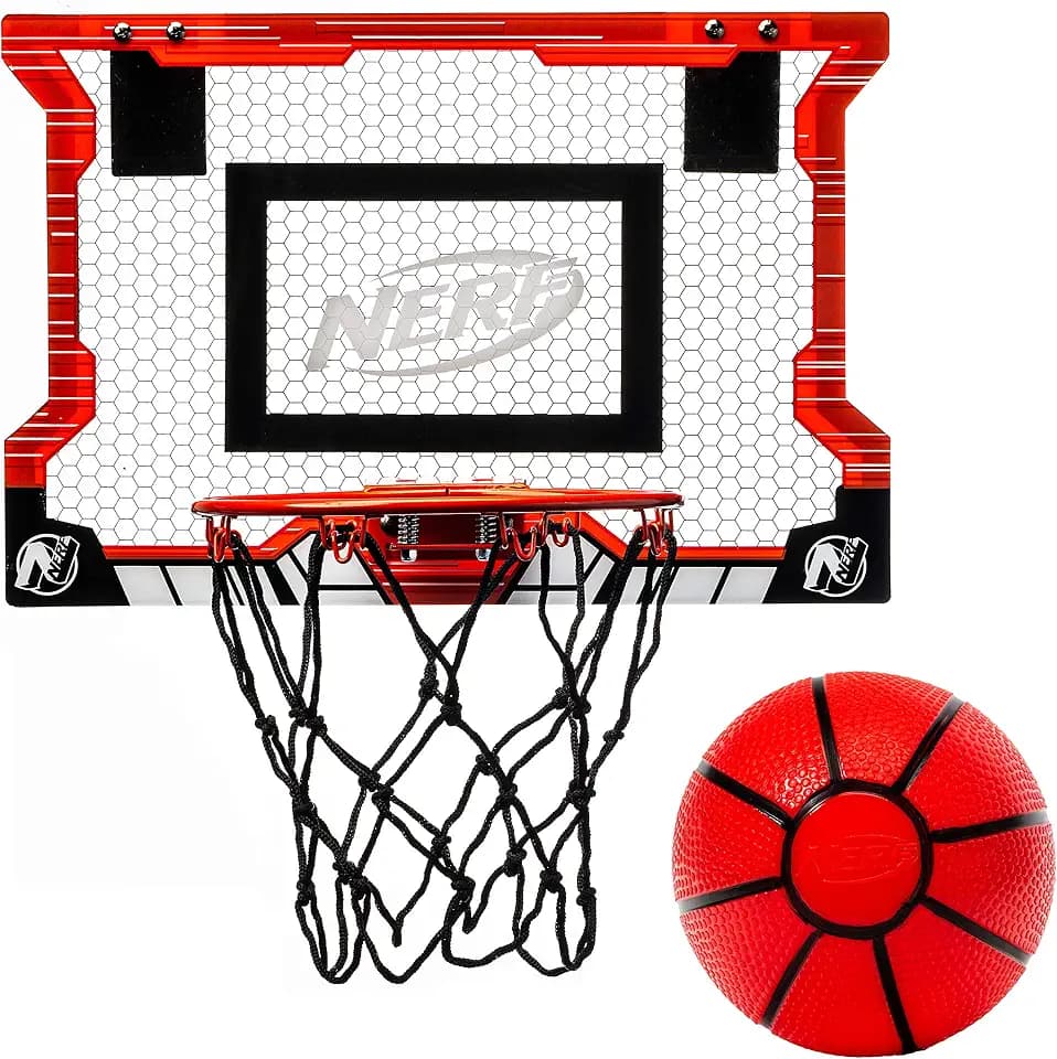 NERF Basketball Hoop Set - Pro Hoop Mini Hoop Set with Mini NERF Basketball - Steel Rim Great for Dunking