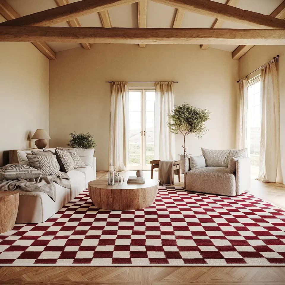 nuLOOM Dominique Red Checkered Power Loomed Area Rug, 4' x 6'