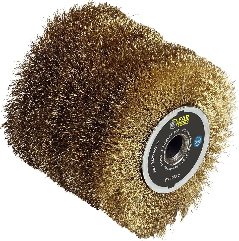 Fartools 110885 Bürste mit Messingdraht, 0,3 mm, Ø 120 mm, L 100 mm, kompatibel mit Renovierer REX120, REX200 und REX-H200 zum Abbeizen/Entgraten