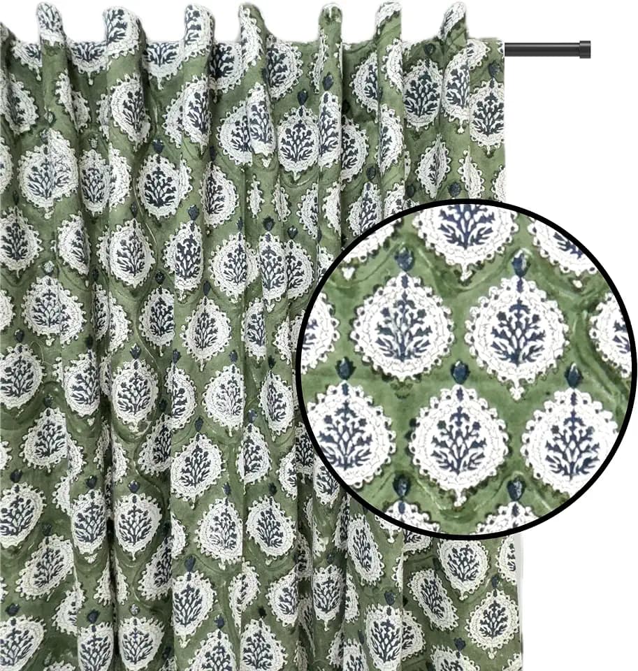 ATOSII Cotton Curtains (Kari Green, 1 Panel - W 60" X L 108")