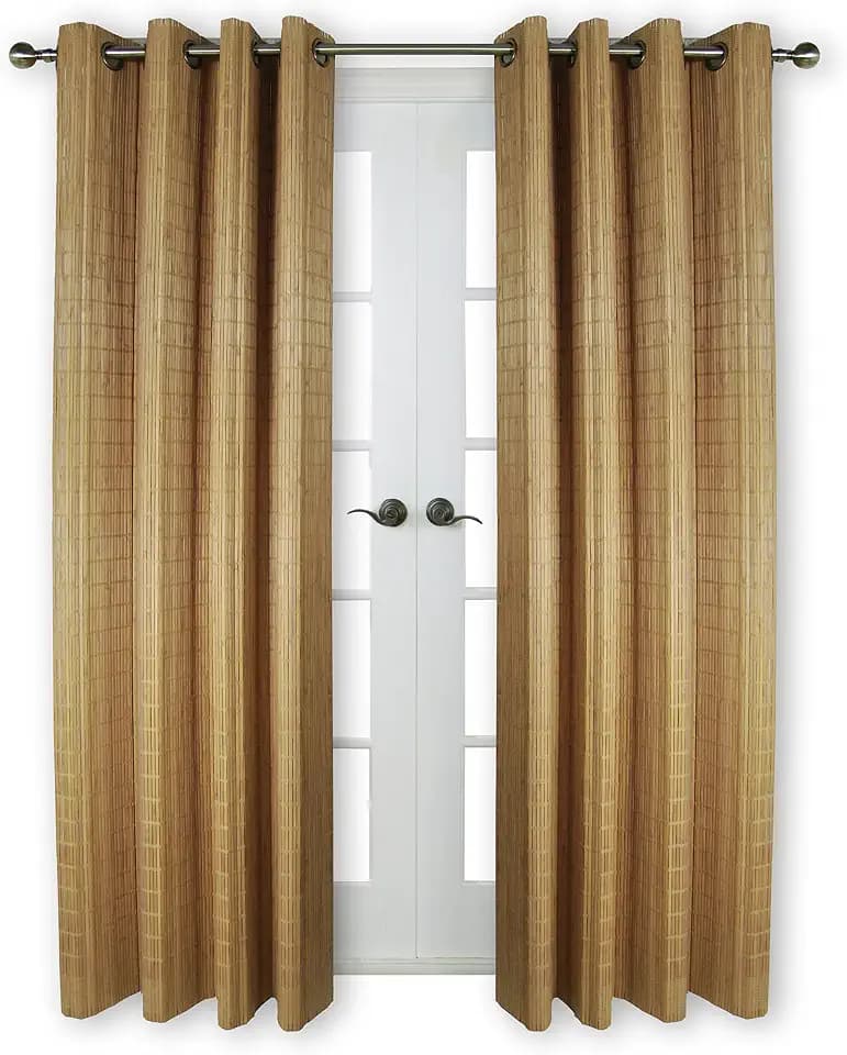 Versailles Home Fashions BPU144884-9 Bamboo Wood Curtain Panel with Grommets, 48" x 84", 09 Teak