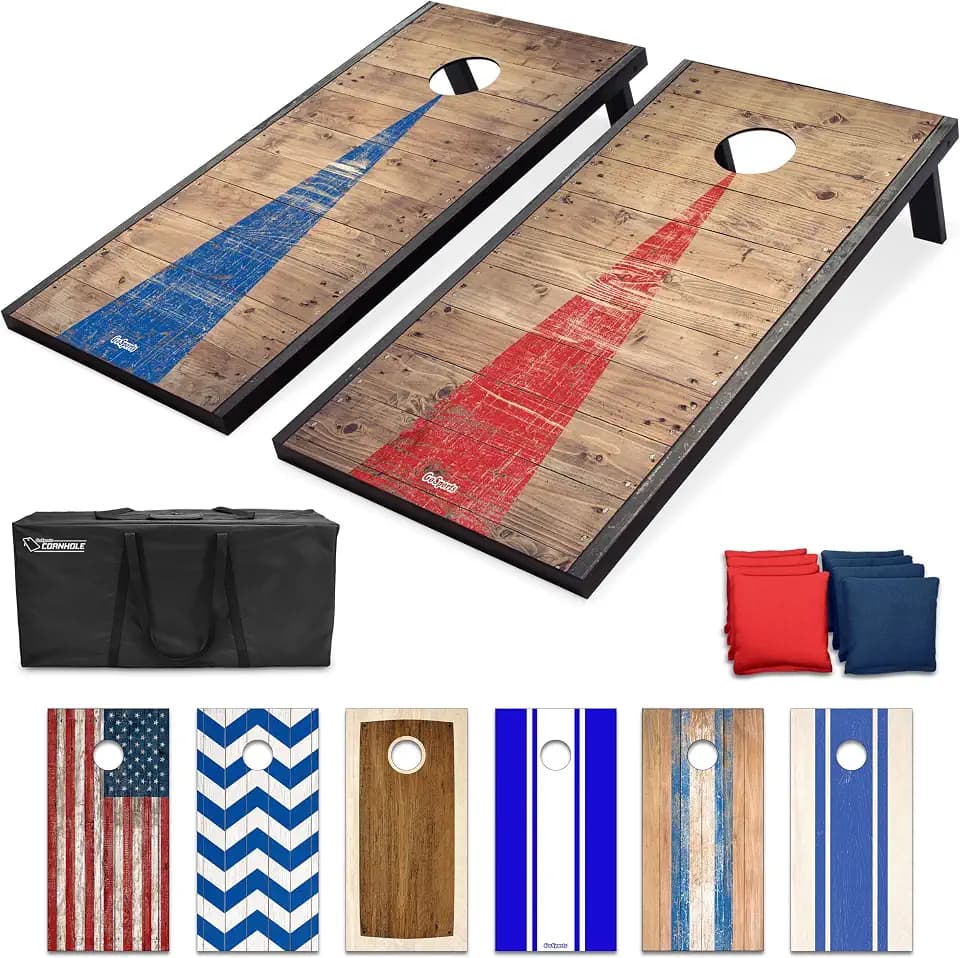 GoSports Portable Cornhole Sets- Includes 2 Boards, 8 Bean Bags, Carry Case