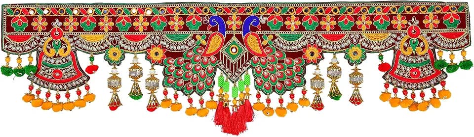 CROWNSTUDIO Kutchi Vintage Traditional Handmade Door Hanging/Bandarwal/Toran for Door, Traditional Bandarwal for Door, 37" inch Length