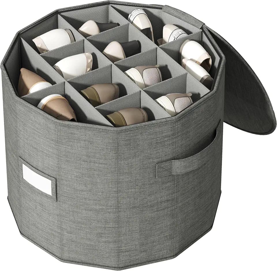 Round Shoe Organizer, Fan Dividers for Wide Shoes & Boots, Gray, 1 Pack