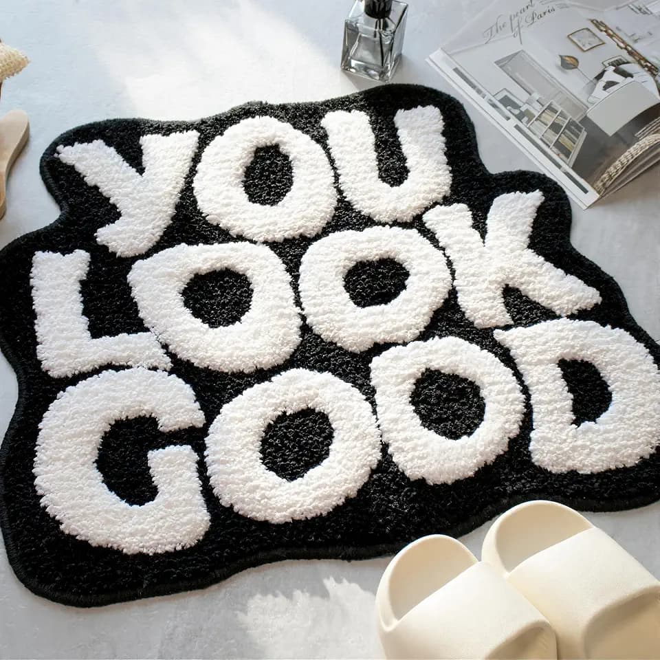 KOEXM You Look Good Bath Mat Bathroom Rugs Black Funny Cute Bath Rugs